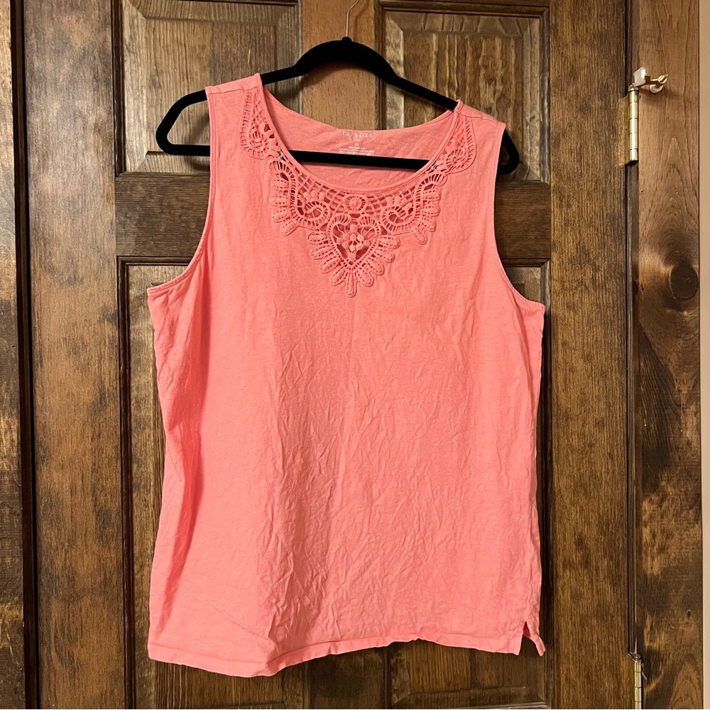 Talbots Orange Embellished Sleeveless Tank Top
